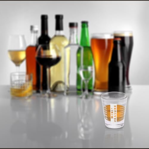 Kolder Mini Measure Heavy Glass, 20-Incremental Measurements Multi-Purpose Liquid and Dry Measuring Shot Glass, Black and White, Set of 2 - color: Black/White, size: Set of 2