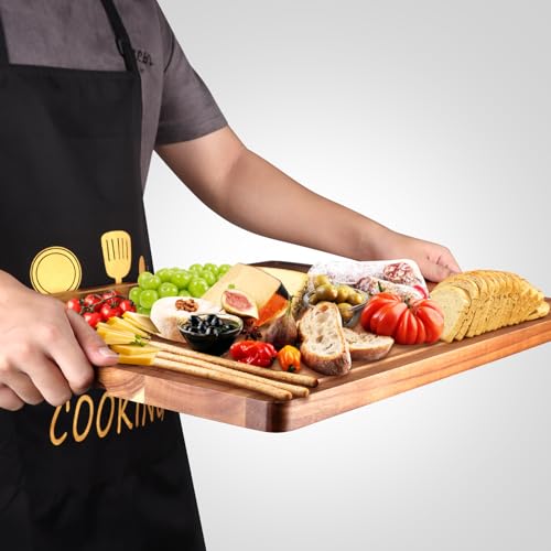 24"x18" XXL Extra Large Acacia Wood Cutting Boards for Kitchen Non Toxic | Big Wooden Cheese Charcuterie Boards Hardwood Solid Chopping Board Bread Butcher Block Giant Turkey Serving Meat Bread Board - size: 24"L x 18"W