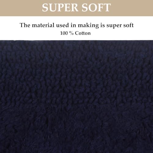 Home Weavers Luxury Collection 100% Cotton Reversible Bathroom Rugs Set, Washable Rug, Soft Cotton Extra Soft and Absorbent Bath Rug, Kitchen Mat, 2 Piece Set(S+M), Navy - color: Navy, size: 2 Piece Set(S+M)