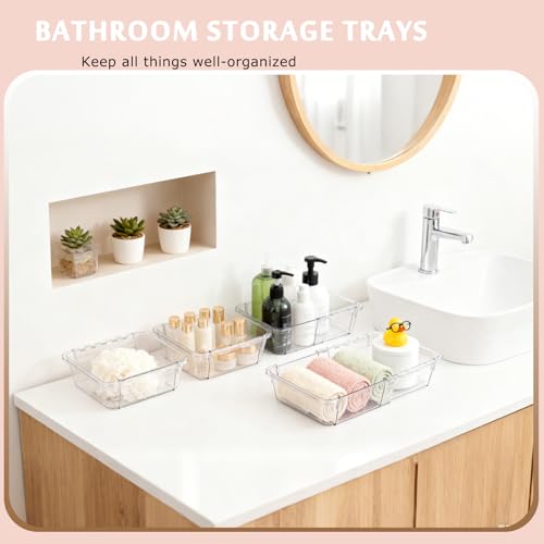 15 Pcs Extendable Drawer Organizer Tray, Adjustable Drawer Storage Bin | 2-size Clear Acrylic Bathroom & Vanity Drawer Organizers for Makeup Cosmetic Kitchen Utensils, Dresser Desk Drawer Storage
