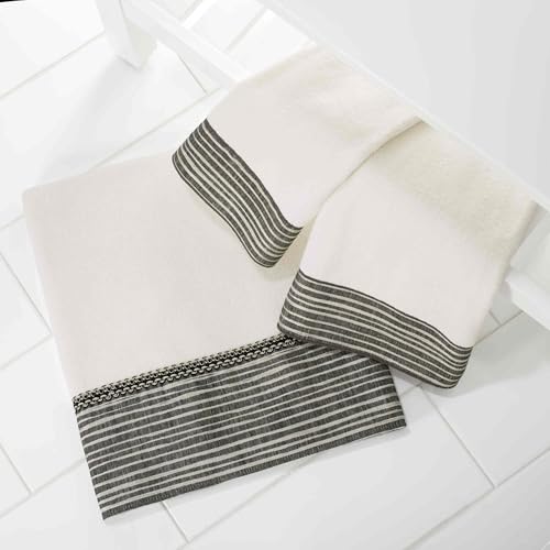 Avanti Linens - 3pc Towel Set, Soft & Absorbent Cotton Towels (Weston Collection, White) - color: White, size: 3 Pack Towels