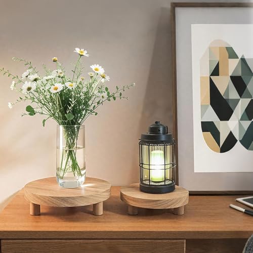3 pcs Wooden Stool Display Stand, Round Plant Stand, Farmhouse Indoor Small Plant Stand Round Display Stand Wood-Flower Pot Supports Plant for Indoor Outdoor Home, GardenPatio Decorative