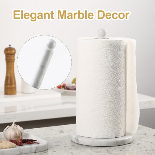 Italian Marble Paper Towel Holder Countertop, Carrara Stone Paper Towel Holder Stand for Kitchen Storage, for Standard or Jumbo-Sized Rolls(Bianco Carrara)