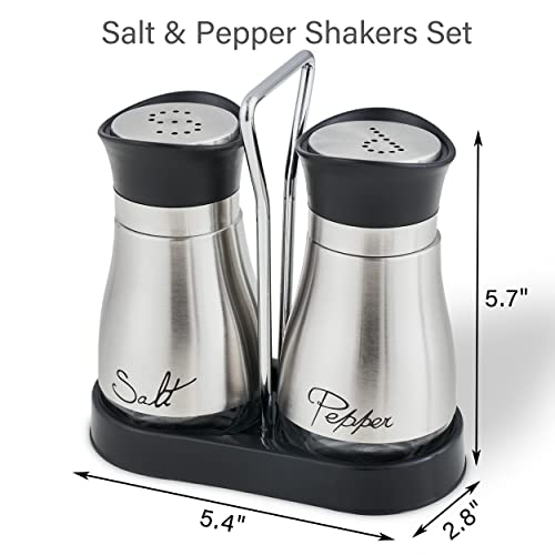 Salt and Pepper Shakers Set | Stainless Steel with Glass Bottle for Table, RV, Camp, BBQ, Set of 2, Sliver - color: Sliver