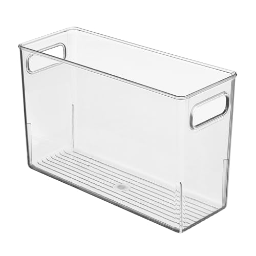 iDesign Slim Clear Plastic Bathroom Storage Bin, Tall Narrow | Organizer for Lotions, Creams, Toiletries - style: Pack of 1
