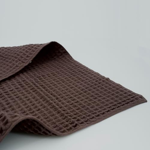 Luxury Organic Japanese Cotton Waffle Bath Towel | Thick, Absorbent, Quick Dry Bathroom Towels for Shower, Sauna, Onsen| Hotel & Spa Quality, Gift-Ready (Dark Cocoa, Complete Set (4-Piece)) - color: Dark Cocoa, style: Bath Complete Towel Set (4-piece)