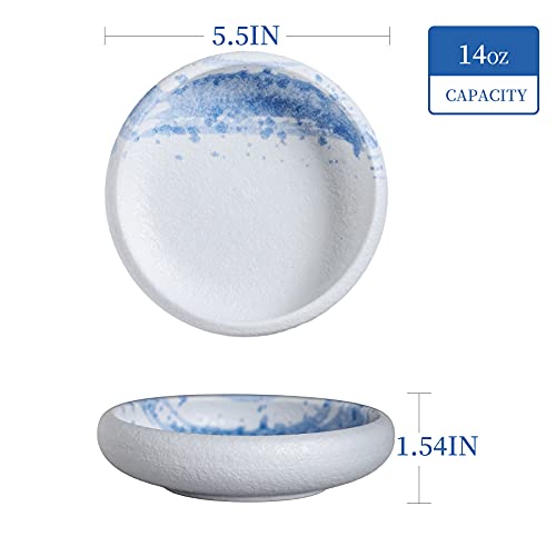 Uaral Salad Plate Stone Plates Appetizer Plates Portion Plate Japanese Serving Dishes Set of 4, 5.5 inch(Blue Stone Texture) - color: Blue