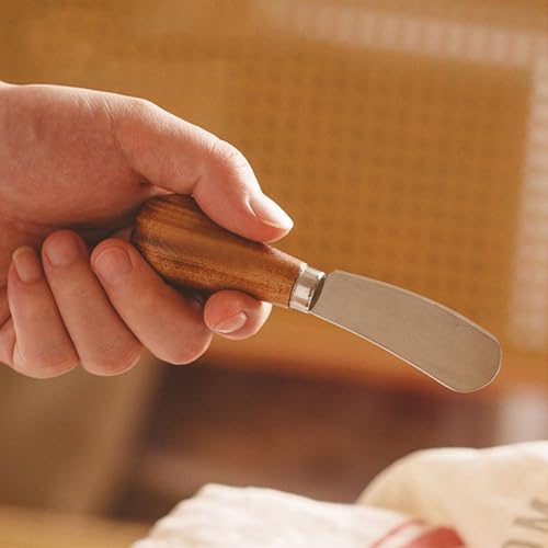 8Pcs Cheese Spreader Knives, Mini Butter Knife Spreader with Wooden Handle, Stainless Steel Cheese Knife Set for Charcuterie Board, Sandwich, Appetizers, Cocktail Spreading Knife (1)