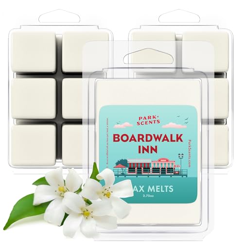 Boardwalk Inn – Theme Park Resort Inspired Luxury Hotel Candle Wax Melts – Bergamot Thyme Chrysanthemum Jasmine White Tea Wax Cubes – Birthday Gifts for Women, Sister, Hostess (3 Pack)