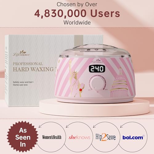 Lifestance Waxing Kit for Women & Men - L3 Liberty Bloom Digital Warmer, Silicone Wax Pot Liner, Hair Removal Kit with 14.1oz Hard Wax Beads & Oil Spray Professional for Home Brazilian Bikini Face Leg - color: Chic Enhanced LCD (Liberty Bloom) Kit