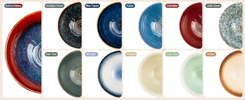 8 Inch Ceramic Ramen Bowl Set of 2, 40oz Japanese Bowls with Spoons & Chopsticks,Durable,Microwave & Dishwasher Safe,Perfect for Ramen,Pho,Salad,Soup,Noodles,Mixing bowls (Aurora Galaxy) - color: Aurora Galaxy