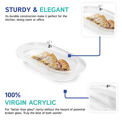 Clear Covered Oval Serving Food Tray | Servware with Lid Used for Appetizers, Snacks, and Shareable Entries | Perfect for Parties, Holidays, Celebrations, or Everyday Use