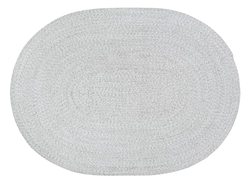 Super Area Rugs Farmhouse Braided Rug Cotton Kitchen Reversible Carpet, Gray & White, 2' X 3' Oval - color: Gray & White, size: 2' x 3' (Oval)