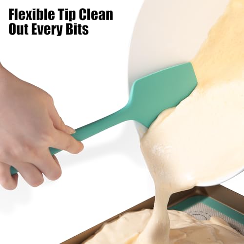 Doosu 12in Kitchen Tong for Cooking - 600°F Heat Resistant Food Tong with Non-Scratch Silicone Tips & 3-Piece Silicone Spatula Set Kitchen Food Grade BPA Free Baking Supplies Cooking Tools (Aqua Sky)