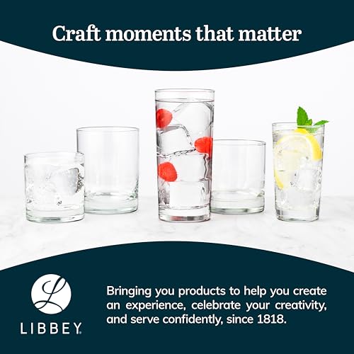 Libbey 918CD Heavy Base Double Old Fashioned Glasses - Elegant Whiskey Glasses Set of 12 - Dishwasher Safe Cocktail Glass for Cocktails, Juice, and More - color: Old fashioned 12