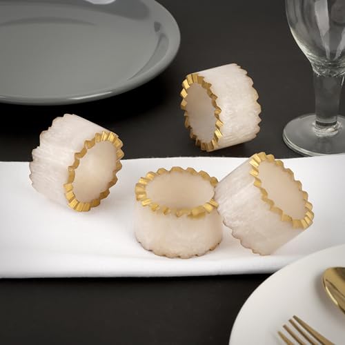 Epoxy Resin Napkin Rings, Rustic, Set of 6 | Epoxy resin, 2x2x1 in. each, smooth finish, reusable, holidays, weddings, dinner parties, family gatherings, artisan - color: Smoky Ivory, size: 2 x 1.2 x 2 - inch (Pack of 6)
