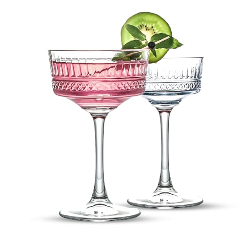 Vintage Coupe Glasses Set of 4, Champagne, Cocktail, Martini, Wine Glasses, Long Stem Glassware, (8.8oz/260ml) (2 Pack) - style: 2 Pack