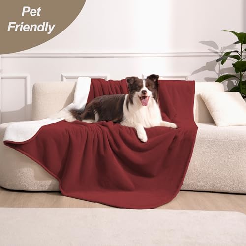 gogobunny Waterproof Bed Blanket, Reversible Sherpa Fleece Throw Blanket for Dog Puppy Cat, Furniture Cover Protects Bed Couch Sofa from Liquid Pee and Pet Fur (Romantic Red, 25x35 inches) - color: Romantic Red, size: 25x35 inches