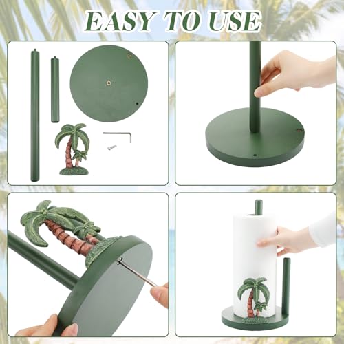Palm Tree Paper Towel Holder Resin Coconut Tree Kitchen Decor Countertop Toilet Paper Towel Stand 12.5 Inch Green Decorative Tropical Gifts for Coastal Kitchen, Beach House, Home Decor - style: Coconut Tree