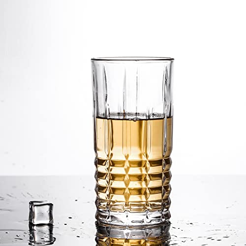 Tall Highball Drinking Glasses Set of 6, Water Glasses, Cocktail Glass 14 oz Clear - style: Style B