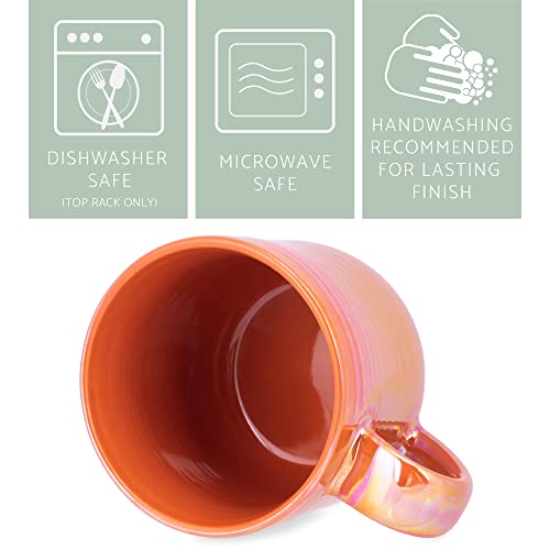 Elanze Designs Glossy Reactive Glaze Large 17 Fluid Ounce Everyday Kitchen Food Grade Ceramic Stoneware Coffee Mug Cup with Comfort Curved Handles, Set of 4, Burnt Orange - color: Burnt Orange