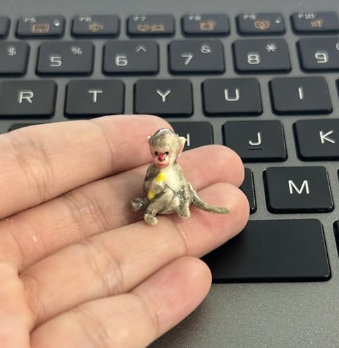 Adorable Mini Ceramic Animal Figurine – Porcelain Miniature Collectible Decor (Monkey Holding Banana) - style: Monkey Holding Banana