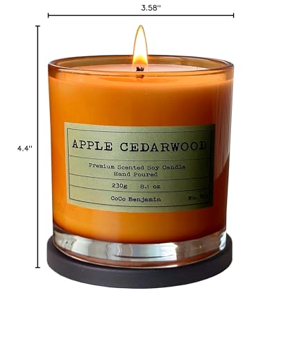 100% Natural Soy Wax Candle by CoCo Benjamin - Highly Scented & Hand-Poured Luxury Candle (Apple Cedarwood) - Clean Burning Cotton Wick - style: Apple Cedarwood (Cotton Wick)