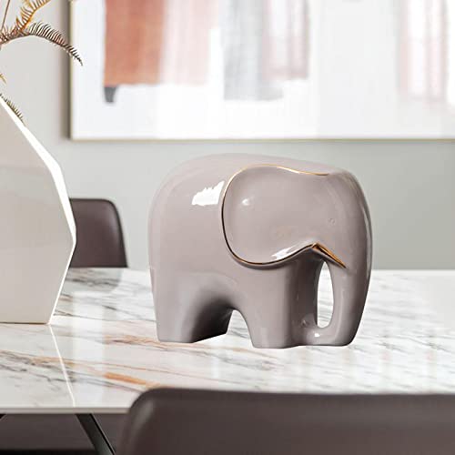 Handmade Ceramic Statue Furnishing Animal Ornament Figurine Sculpture for Living Room and Home Bedroom Decoration, Gray S