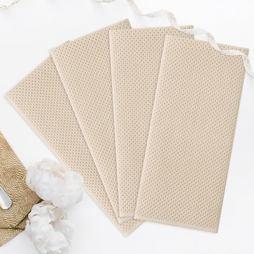 Kitinjoy 100% Cotton Waffle 4-Pack Kitchen Towels, 20" x 28", Beige | Super Soft, Ultra-Absorbent, Fast Drying, lightweight, Quick Drying Kitchen Hand Towels - color: Beige, size: 20 x 28 - 4 Pack