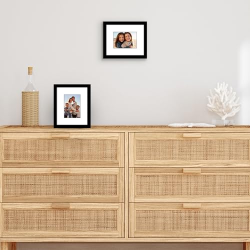 Americanflat 6.5x8 Picture Frame 2-Pack - Matted to 3.5x5 - Black | Slim Molding construction, Polished plexiglass front, wall or tabletop display with included easel, triangle hangers included - color: Black, size: 6.5x8