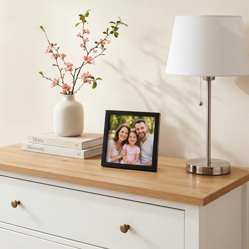 Americanflat 5x5 Picture Frame - Slim Molding - Black | Shatter-resistant glass, wall or tabletop display with included easel, triangle hangers included, secure turn-tab backing - color: Black, size: 5x5