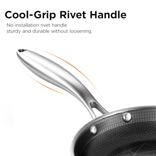 COOKER KING 8-Inch Stainless Steel Pan, Hybrid Nonstick Frying Pan | 3-Ply Clad Cookware, Healthy & Non-Toxic, Dishwasher & Oven Safe, Stay-Cool Handle, Induction Compatible – Metal Utensil Safe - size: 8 Inch