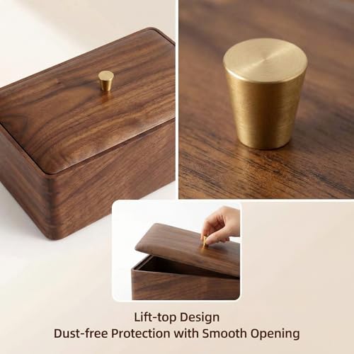 Wooden Storage Box Walnut small wood box with lid - Decorative Boxes for Crafts, Sewing, Keepsake, Memory