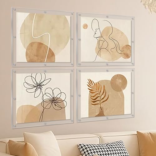 Kalami 16x20 Acrylic Wall Mount Picture Frame Self Adhesive | No Drill Holes Floating Frameless Clear Photo Frame for Poster Art Display - size: 16 x 20 in