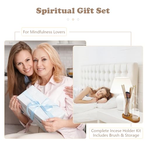2 in 1 Glass Incense Holder and Burner with Ash Catcher and Stick Storage,Anti-Ash Flying, Mess-Free for Meditation Yoga Spa Gift Home Decor