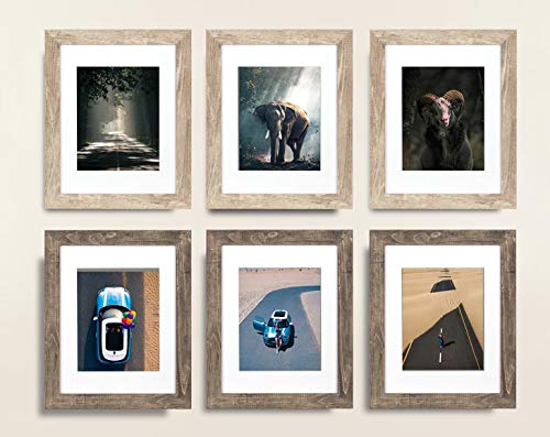 Wide Molding Rustic 11x14 Picture Frames, Made of HD Glass Display Picture 8x10 with Mat, Light Brown Photo Frame for Wall Mounting, 2 Sets - color: Light Brown, size: 11x14 inches
