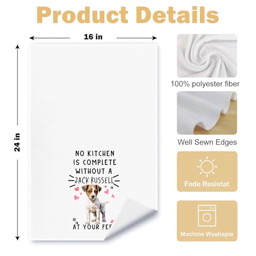 Jack Russell Funny Dog Kitchen Towels - A Kitchen is Not Complete Without A Jack Russell Waffle Weave Hand Towels for Bathroom for Home,Dog Lovers Gift,16×24 Inch - color: Jack Russell at Your Feet