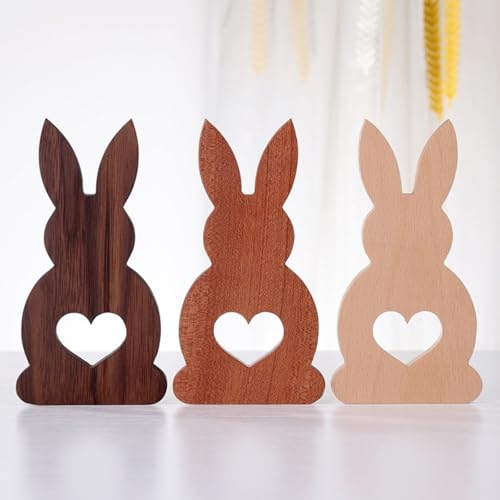 2-Pack Bunny Walnut Bookends, 6.7x3.5in | Solid Wood, Natural Grain, Non-Slip Base, Detachable, for Shelves/Desk/Kids Room - color: Black Walnut Wood Rabbit