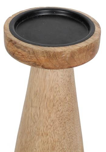 Set of 3 Pieces Wood Pillar Candle Holders, Mango Wooden Candlesticks Holders 12 Inch, 10 Inch, 8 Inch Height (Natural) - color: Natural