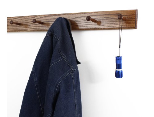 Solid Oak Shaker Peg Rack Made in The USA - Chestnut Stain 29 x 3.5 Inches with 5 Pegs - color: Chestnut, size: 29" x 3.5" with 5 pegs