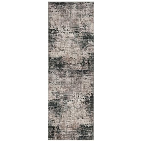 KILOCOCO Abstract Runner Rug 2x6 ft Washable Hallway Runner, Black/Brown | Machine Washable Kitchen Runner, Non Slip Entryway Runner, Printed Carpet Runners, Abstract Floor Runners, Soft Bedside Rug - color: Black/Brown, size: 2' x 6' (Runner)