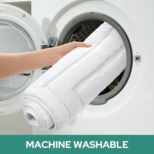 HOMEIDEAS Bathroom Rugs Sets 2 Piece, Super Soft and Absorbent Non Slip Microfiber Machine Washable Bath Mat Set (20" x 32" + 16" x 24", White) - color: Loop- White, size: 1'4" x 2'8" (16"x24"+20"x32")