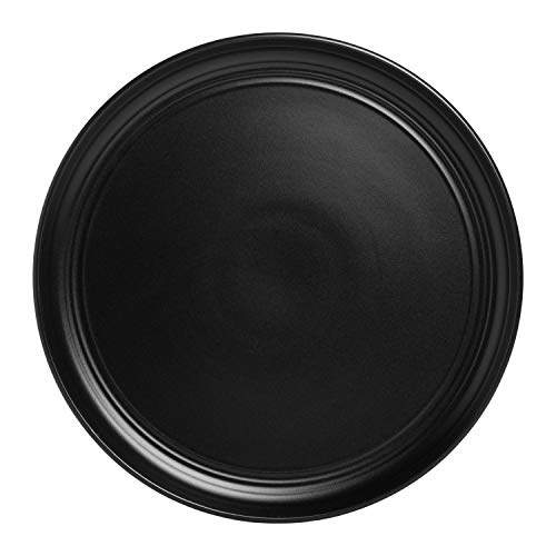 Double Line 10.5" Dinner Plate, Set of 6, Matte Black - color: Matte Black, size: Dinner Plate