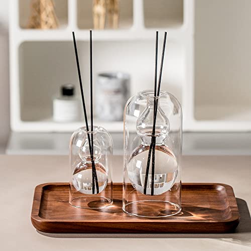 Empty Glass Fragrance Reed Diffuser Bottles,for Essential Oil, with 16pcs Black Reed Sticks,Minimalist Decor,2pcs/Set.