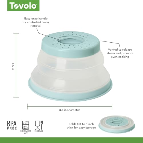 Tovolo Microwave Plate Cover Small in Blue Haze Collapsible Vented Silicone Microwave Splatter Cover, Dishwasher Safe 8 Inch Plate Cover BPA Free Food Guard - color: Blue Haze, size: Small (8 inch)