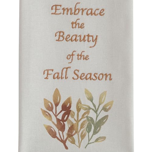 Park Designs Embrace The Beauty Dishtowel Set of 2 | 100% Cotton | Embroidered Fall Leaf Quote | Green to Yellow Ombre Print | Autumn Farmhouse Kitchen Decor - color: Embrace the Beauty Dishtowel Set of 2