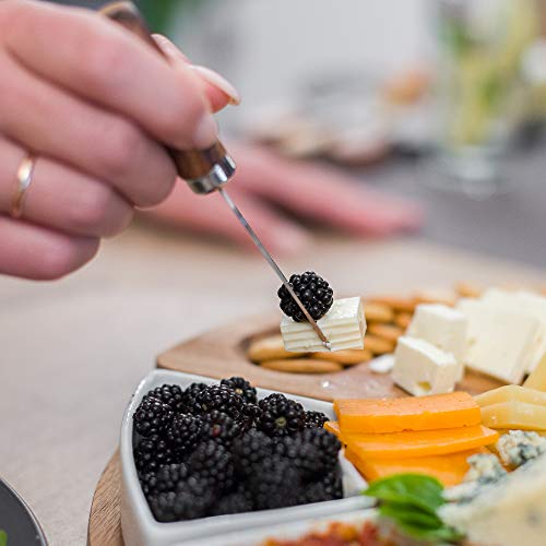ChefSofi Charcuterie Board Set and Cheese Serving Platter - Made from Acacia Wood - US Patented 13 inch Cheese Board and Knife Set for Entertaining and Serving - 4 Knives and 4 Bowls - size: 13 inch