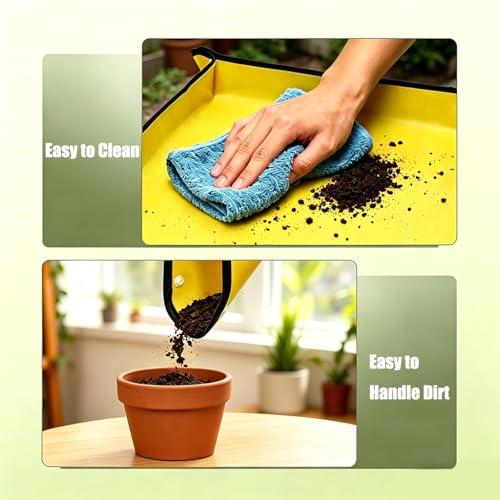 Thickened Waterproof Reusable Planting Mat, 26"X26" Orange Repotting Pad for Mess-Free Soil Changing, Indoor Outdoor Gardening Tray, Succulent Transplanting Tool for Plant Lovers