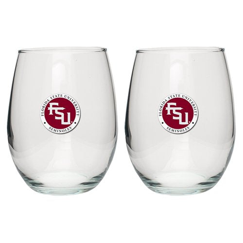 Heritage Pewter Florida State Stemless Glass Goblets – Set of 2 | 15 OZ Goblet Wine Glasses | Expertly Crafted Pewter Glass - style: Florida State