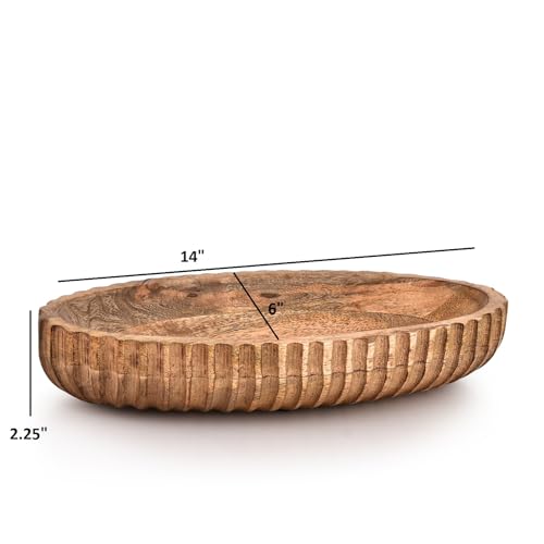 Decorative Bowls Mango Wood Home Decor Home Decorative Centerpiece Centerpiece Bowl for Table (14" x 6" x 2.25")